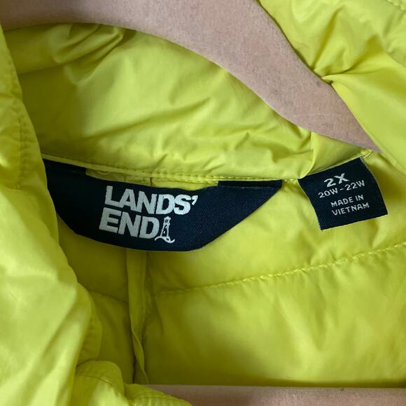 Lands End Vest Womens 2X Yellow Puffer Quilted Down Feathers Outdoor Lightweight - Picture 10 of 12
